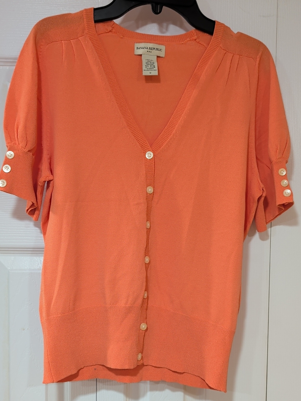 Banana Republic Coral Short-Sleeve Button Cardigan Size M